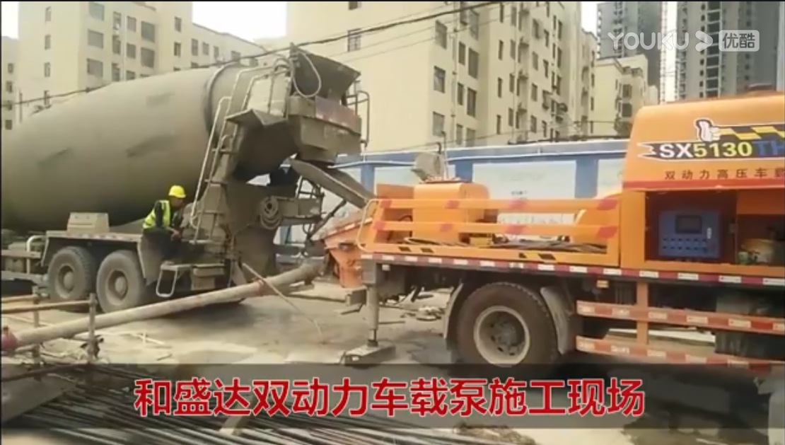和盛达双动力车载泵施工现场