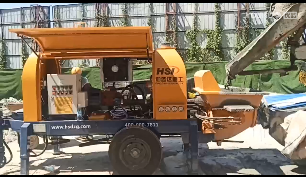 灯塔混凝土地泵打混凝土 拖泵输送过程 和盛达重工